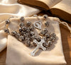 Catholic Rosary – METAL SILVER ROSES BEADS with POUCH