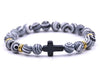 Unisex various colour Natural Stone beaded cross bracelet