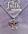 Necklace: Little Silver Angel pendant with Guide, hope & pray and silver chain, 40.6cm Silver Chain With 5cm Extension (Walk By Faith Collection)