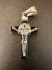 Stainless Steel Silver Crucifix with St Benedict Medal