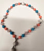 33 Bead Anglican Prayer Beads with CORAL, TURQUOISE AND WHITE ONYX STONES WITH STAINLESS STEEL SILVER CROSS (Copy) (Copy)