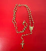 Brass 14k Gold Plated beads catholic rosary necklace with Virgin Mary Centerpiece and small crucifix