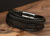 PU Leather Rope Faith Bracelet with Twisted Braids and seared crosses