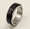 Steel patterned spinner ring- Silver & Black
