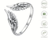 Delicate adjustable 925 Sterling Silver Angel Wing Cuff Ring