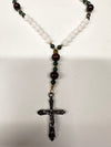 33 Bead Anglican Prayer Beads with GREEN AND TIGER EYE STONES WITH STAINLESS STEEL SILVER CROSS