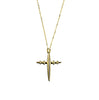 Gold necklace with streamline design cross and rib detail pendant