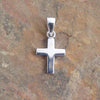 Rhodium Plated Sterling Silver Cross Pendant 8.5x13mm