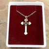 Gold Clubbed Cross Pendant with Chain and Box