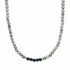 Blaze men’s grey and black onyx bead necklace with stainless steel lobster clasp