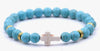 Unisex various colour Natural Stone beaded cross bracelet