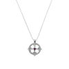 Sterling silver Gold colour necklace with cross symbol pendant and ruby CZ