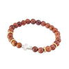 Blaze men’s rosewood bead bracelet with gold plated stainless steel and shell cross