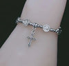 St Benedict plated silver elastic bracelet