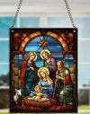 Stained Plastic Hanging Decor Holy family or Nativity set