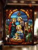 Stained Plastic Hanging Decor Holy family or Nativity set