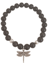Black Obsidian bracelet with Antique Silver Dragonfly pendant