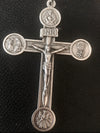 EXTRA LARGE 4" ITALY Jesus Ihs crucifix Oxidized Silver Cross For Larger Rosary Christian or Catholic Jewelry'