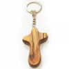 Olive wood cross key ring