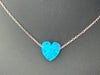 Sterling Silver Light blue or Pink Opal Heart necklace