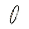 Blaze stainless steel men’s leather bangle with beads