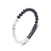 Blaze men’s black and white bead bangle with shiny black stainless steel clasp