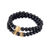Blaze shiny onyx and gold plated stainless steel multi-set ball bracelet