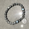 Charcoal Matt Beads with hematite cubes and St Benedict medal