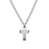 Blaze stainless steel men’s brushed cross pendant necklace with curb chain