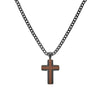 Blaze men’s matte black and brown leather cross pendant necklace