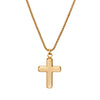 Blaze stainless steel men’s rose gold or gold plated round edged cross pendant necklace