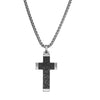 Blaze men’s matte stainless steel necklace with carbon fibre inlay cross pendant