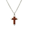 Blaze men’s polished stainless steel necklace with carbon fibre inlay cross pendant