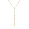 Sterling silver fine curb chain lariat necklace with flat edge squared cross pendant