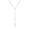 Sterling silver fine curb chain lariat necklace with flat edge squared cross pendant