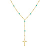 Sterling silver and turquoise bead lariat necklace with cross pendant