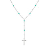 Sterling silver and turquoise bead lariat necklace with cross pendant