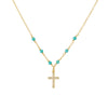 Sterling silver necklace with turquoise beads and CZ cross pendant