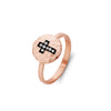 Sterling silver gold or Rose golg plated beaten ring with CZ cross detail