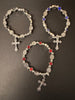 Stainless Steel St Benedict beads and crosses elastic bracelet with Silver crucifix