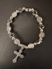 Stainless Steel St Benedict beads and crosses elastic bracelet with Silver crucifix