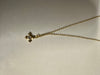 Gold Sterling silver cross with little crystal stone pendant necklace