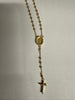 Sterling silver rosary necklace with cross and crystal details