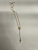 Sterling silver rosary necklace with cross and crystal details