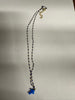 Gold Sterling silver green opalite cross necklace with little dark blue beads