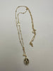 Sterling silver necklace with beads, side Cross and Miraculous Mary pendant