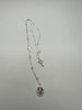 Sterling silver necklace with beads, side Cross and Miraculous Mary pendant