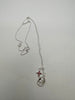 Sterling Silver Necklace St Michael Medal and Cross with Red Crystals