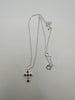 Sterling Silver Necklace Cross with Multicoloured Stones