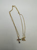 Sterling Silver Necklace Cross with Multicoloured Stones